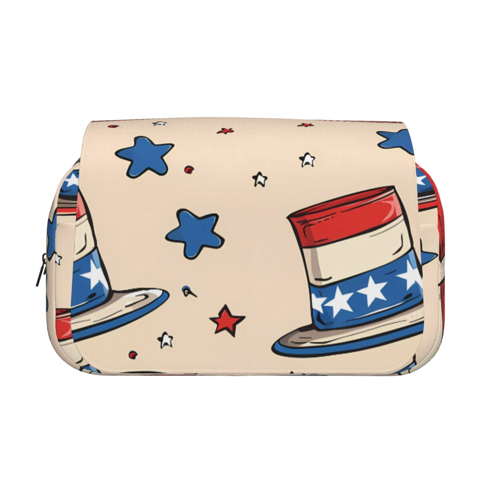 Large-Capacity Flip-Top Double-Layer Pencil Case, Multi-Functional Pocket Pen Case, Durable Stationery Organizer Independence Day Theme Elements Star (5)