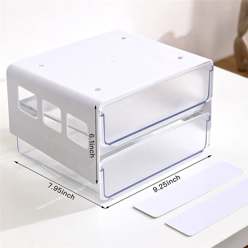 Under Desk Storage Drawer Slide Out, Self-Adhesive Organizer, Attachable Drawer Organizer with 2 Layers White