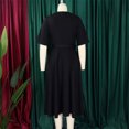 thumbnail image 6 of AURA Plus Size Summer V Neck A Line Midi Dress High Waist Short Sleeve Elegant African Work Dress with Belt, 6 of 9