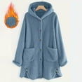 thumbnail image 4 of biudgviw Womens Fuzzy Fleece Jacket Long Sleeve Button up Hooded Coats Casual Comfy Side Split Winter Thermal Outerwear with Pockets, 4 of 7