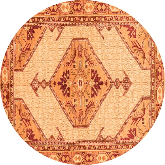 Ahgly Company Indoor Round Abstract Orange Modern Area Rugs, 5' Round