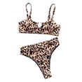 thumbnail image 1 of Conjunto de bikini para mujer con parte superior de tiras y parte inferior de corte alto, traje de baño para mujer Leopardo, 1 of 9