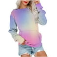 thumbnail image 2 of WXLWZYWL Womens Long Sleeve Sweatshirt Casual Round Neck Cute Pullover Tops Gradient Lightweight Loose Fit Soft Sweatshirt with Pocket, 2 of 6
