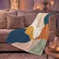 thumbnail image 6 of Abstract Navy Ochre and Clay Waves, Warm Modern Style for Art Lovers, Flowing Shape Color Pattern and Housewarming Gift, Soft Flannel Blanket for Bedroom and Living Room, Home Decor, 6 of 9