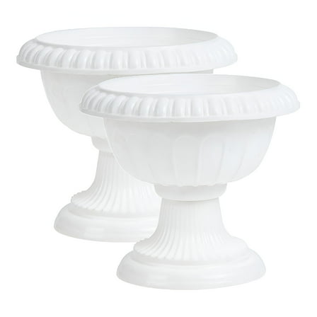 LAMIRO 2pcs Plastic Urn Planter Roman Flower Pot for Garden Porch