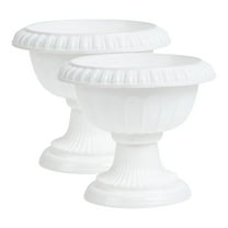 LAMIRO 2pcs Plastic Urn Planter Roman Flower Pot for Garden Porch