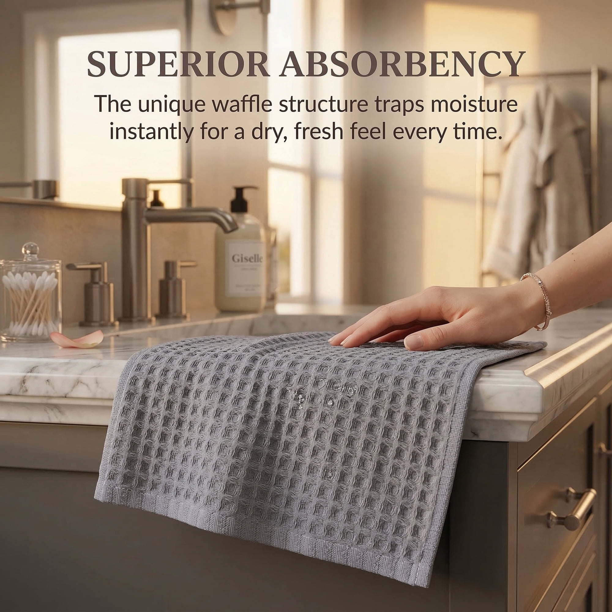 Unique Bargains Cotton Waffle Soft Quick Dry Lint Free Face Cloths 13x13in Brown 6pk