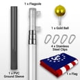thumbnail image 5 of G128 Combo Pack: 16 Ft Telescoping Aluminum Flagpole (Silver) & American USA Yacht Ensign Flag 3x5 Ft, ToughWeave Series Embroidered 300D Polyester | Pole with Flag Included, 5 of 9