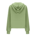thumbnail image 3 of IROINNID Hoodie for Women Solid Casual Pullover Loose Fit Long Sleeve Fall Basic Tops with Zipper Pocket,Olive Green, 3 of 5