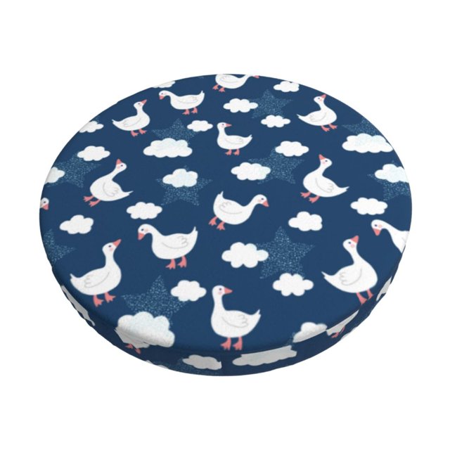 Balery Cute Goose On Blue Sky Fundas de asiento para taburete de bar redondo de tela de terciopelo ajustables que protegen de arañazos y manchas para sillas de 14 a 17 pulgadas.-14 inch
