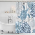 thumbnail image 4 of Navy Blue Coastal Turtle Waterproof Fabric Shower Curtain,Ocean Coral Nautical Waterproof Fabric Shower Curtain for Bathroom Curtains Bathtubs Hotel Shower Curtains with 12 Hooks Long 72x78in, 4 of 8