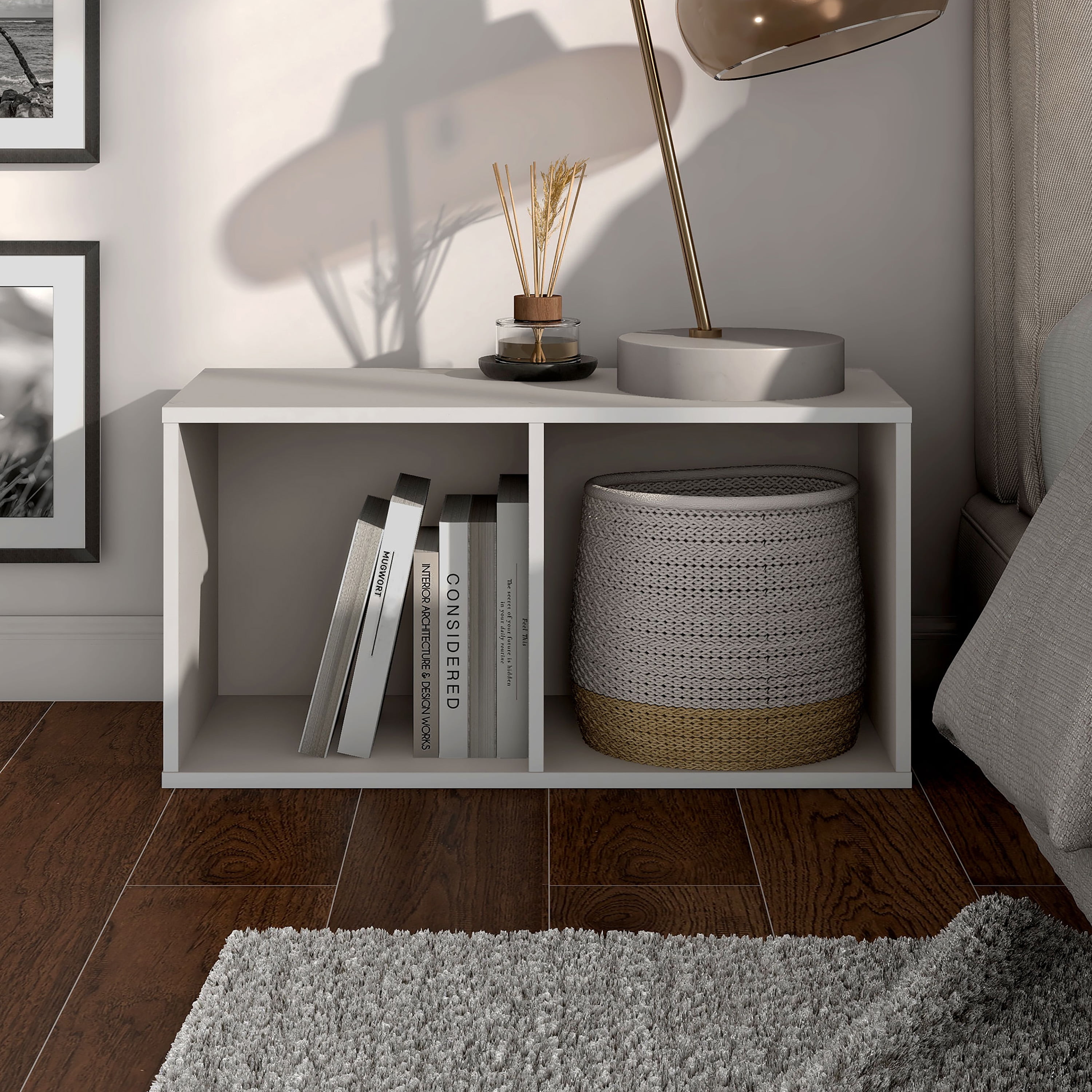 Furniture of America Brooks Stackable 2-Cube Wood Gray Bookcase