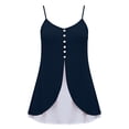 thumbnail image 5 of Achuyrbd Plus Size Women's 2-in-1 Spaghetti Strap Cami Top, Button Front Color Block Split Hem Sleeveless Tank 1X-3X, Navy, 5 of 7