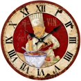thumbnail image 1 of 16 inch Vintage Wall Clock Italian Cooking Chef Clock Non-Ticking Clock Kitchen Wood Wall Clock, 1 of 4