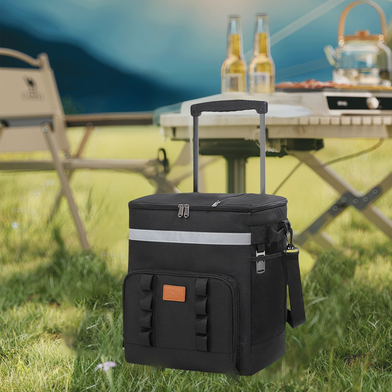 Elainilye Rolling Cooler Bag, Telescopic Handle Ice Box, Portable Insulated Picnic Storage for Car Outdoor