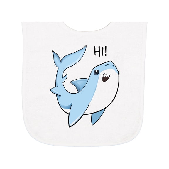 Inktastic Hi Cute Shark Baby Terry Cloth Bib