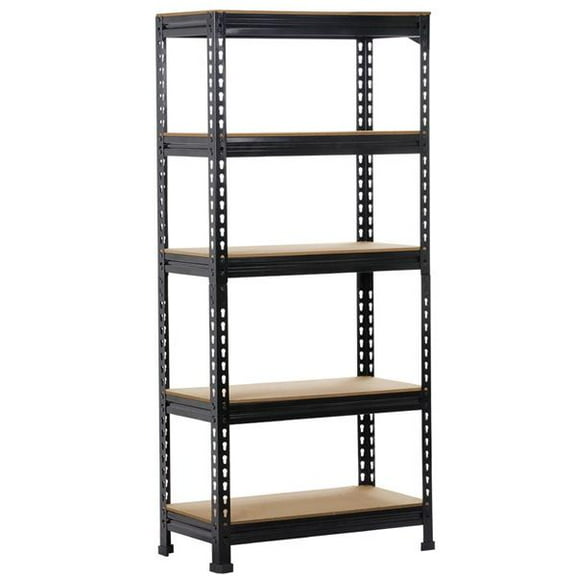 Alden Design 5-Tier Boltless & Adjustable Steel Storage Shelf Unit, Black