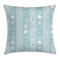thumbnail image 1 of Nautical Throw Pillow Cushion Cover, Marine Theme Sea Animals Fishes Shells on Striped Blue Background, Decorative Square Accent Pillow Case, 18 X 18 Inches, Baby Blue Light Blue White, by Ambesonne, 1 of 2