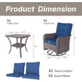 thumbnail image 3 of Kullavik 3 Pieces Patio Swivel Rocker Wicker Chairs-Outdoor Swivel Rocking Chairs with 1 Rattan Coffee Table&2 Grey Thickened Cushions Outdoor Furniture Conversation Sets for Patio Garden - Navy, 3 of 10