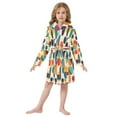 thumbnail image 6 of FORMRS Niños Bathrobe Unisex Hooded Robe Soft Plush Pajamas Sleepwear, Size 10-12T, Green Geometric, 6 of 7