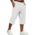 thumbnail image 2 of Lumtrix Men's Waffle Capri Pant Baggy Below Knee Summer Sweat Shorts Elastic Waist Athletic Casual Drawstring 3/4 Pants with Pockets White XL, 2 of 6