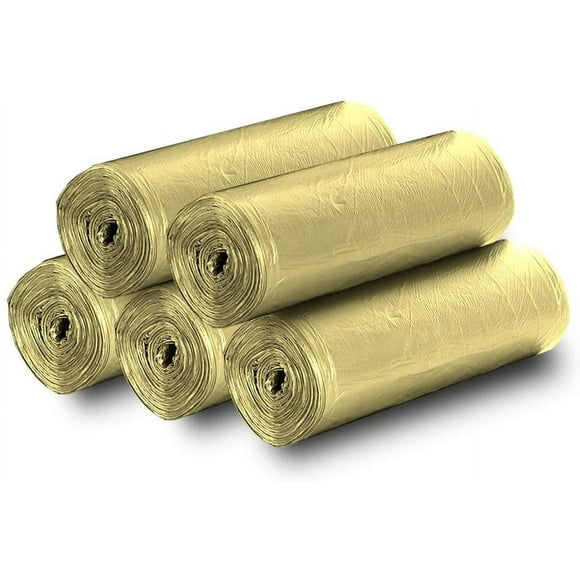 ERDS-5 Rolls Small Trash Garbage Bags, 4 Gallon Strong Thin Material Disposable Kitchen Garbage Bags, Durable Plastic Trash Bags for Office Home Bedroom Garden Waste Bin, 200 Counts (Golden)