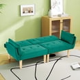 thumbnail image 4 of Leumius 72 Inch Futon Sofa Bed,Velvet Futon Couch with Adjustable Backrest and Cupholders,Suitable for Apartment,Living Room,Small Space,Green, 4 of 6