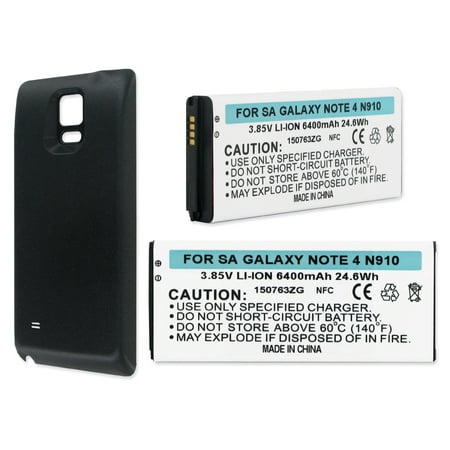 SAMSUNG GALAXY NOTE 4 3.85V 6Ah LI-ION EXT BATT W/NFC+BLACK CVR Cellular Battery