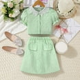 thumbnail image 2 of Bearichfupo Kids Girls Summer Short Sleeve Lace Shirt Tops Skirt 2PCS Outfits Clothes Set For Girls Clothes,Girls' Skirt Sets Sizes 9-10 Years, 2 of 6