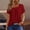 Red, variant on YHAJDS Women's Summer Tops Short Sleeve Button Down Solid Color Casual Blouse