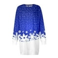 thumbnail image 4 of Fiaer Snowflake Long Sleeve Dress for Women Christmas Sweatshirt Dress Fall Fashion Outfits Xmas Casual Mini Skirts Blue XXL, 4 of 5