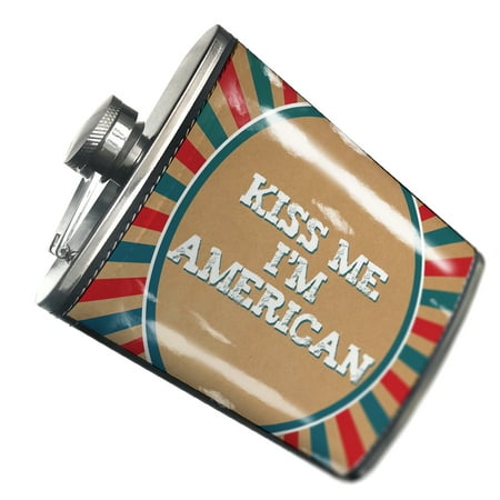 

NEONBLOND Flask Kiss Me I m American Fourth of July Vintage Poster Design