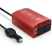 BESTEK 300W Power Inverter,DC 12V to 110V AC Car Converter Adapter with 2AC 2 USB Plug,Red