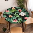thumbnail image 5 of Pink Flower Elastic Fitted Round Table Cover Spring Waterproof Outdoor Tablecloth for Holiday Party, Picnic, Patio & Dining Fits Tables Up to 45"-54", 5 of 8