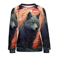 thumbnail image 7 of Colorful Lone Wolf Women's Floral Printed Sweatshirt Long Sleeve Crewneck Casual Loose Vintage Graphic Pullover Tops, 7 of 7
