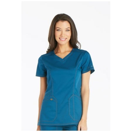 

Dickies Essence Medical Scrubs Top for Women V-Neck Plus Size DK803 4XL Caribbean Blue