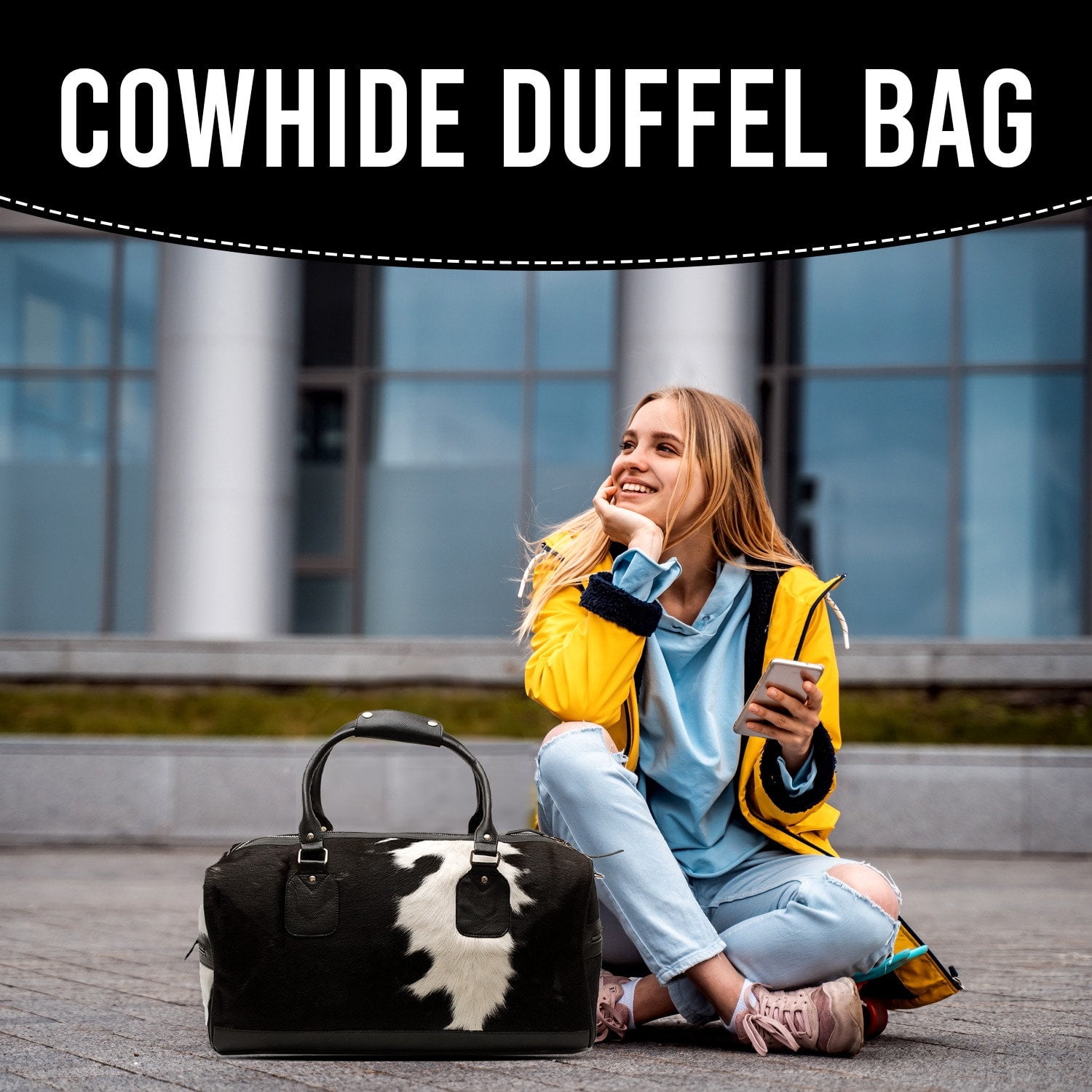 Leather Duffle Bag Cowhide Large Leather Duffel Women Travel Weekend Holiday Bag Men Sport Overnight Weekender KDL-15