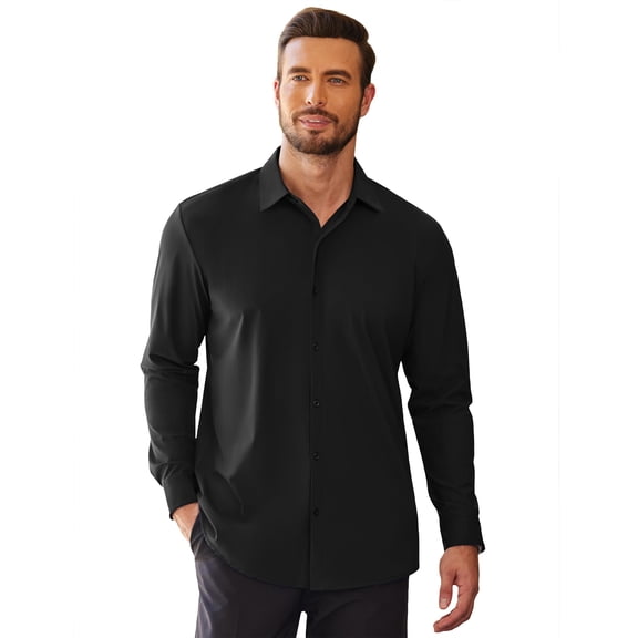 COOFANDY Dress Shirts for Men Stretch Wrinkle-Free Formal Shirt Long Sleeve Button Up Shirt