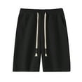 thumbnail image 1 of Sentmoon Mens Swim Trunks Elastic Waist Loose 2025 Summer Workout Shorts Drawstring Solid Color Breathable Pajama Shorts with Pockets Athleisure for Sports Running Black XL, 1 of 2