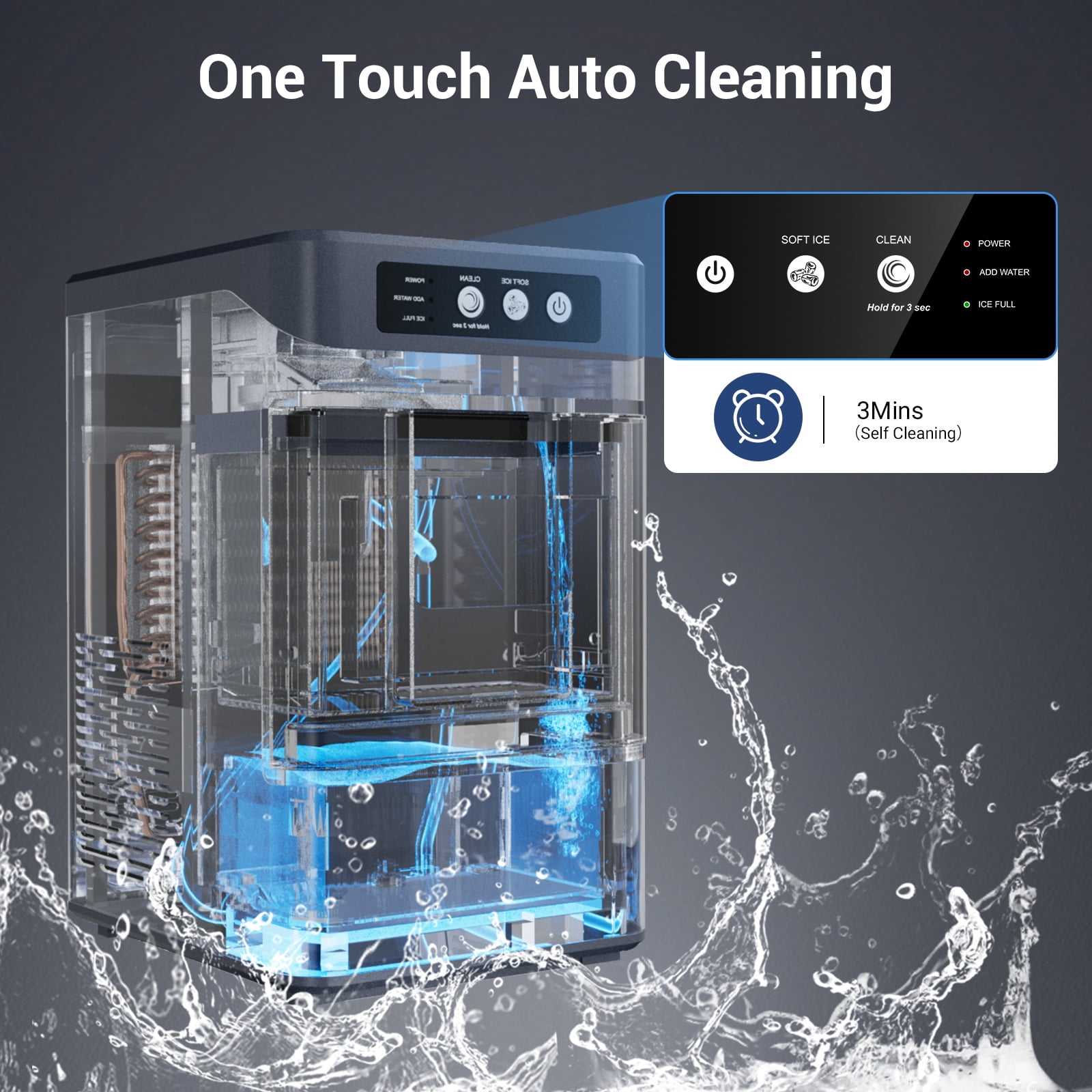 Joreek Nugget Ice Maker Countertop with 3.2Qt Water Tank, Ready in 5-8min, 40lbs Per Day, Soft Chewable Pellet Ice, Self-Cleaning Pebble Ice Maker Machine for Home/Party/RV/Camping