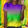 thumbnail image 3 of TKLPEHG Mardi Gras Shirts for Women Short Sleeve T Shirts Festival Print Carnival Basic Tee Tops Women's Casual T-Shirts Daily Wear (Green,M), 3 of 6