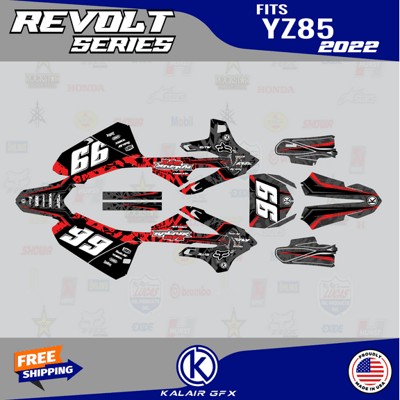Kalair GFX Graphics Kit for Yamaha YZ85 (2022-2023) Revolt Series