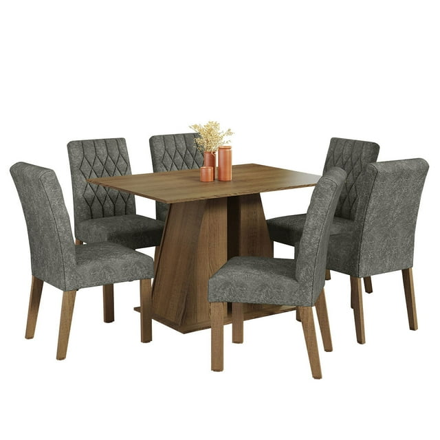 Juego de Comedor Mesa y 6 Sillas Madesa Fabiana Marrón/Gris