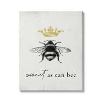 Stupell Industries Sweet as Can Bee Phrase Royal Crown Insect, 36 x 48,Design by Daphne Polselli