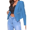 thumbnail image 3 of FASHIONWT Women Plus Size Long Sleeve Solid Cardigan Zip Pocket Premium Blazer Suit, 3 of 4