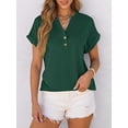 thumbnail image 3 of Women's V Neck Short Sleeve Blouse - Dressy Casual, Summer Flowy, 2025 Trend, 3 of 6