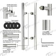 thumbnail image 3 of Stainless Steel 304 Ladder Style Back to Back Glass Door / Barn Door Push Pull Handle, Satin Finish, 48 in, 3 of 3