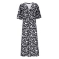 thumbnail image 4 of IDALL Summer Dresses,Casual Dresses Women Casual Summer Stripe Short Sleeves Pocket Long Dress Holiday Dress Floral Sundress Midi Dress Petite Dresses,Hawaiian Dresses,Modest Dresses Black Dress L, 4 of 5