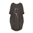 thumbnail image 4 of PENGXIANG Robe Chandail Oversize pour Femmes Imprimé Chat Manches Courtes Été Poche Mini Robe de Plage pour Femmes 2022, 4 of 5