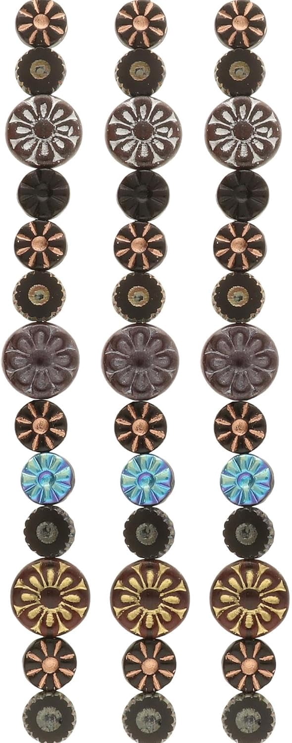 The Beadsmith Czech Glass Strands - High Quality, Pressed & Table Cut Beads – 3 x 7-Inch Strands, 13 Beads Per Strand – Black Mix – For Jewelry Making, Decorations & DIY Crafts